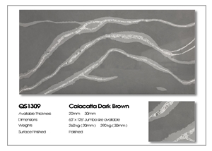 Calacatta Dark Brown Quartz Stone Slabs, Quartz Slabs