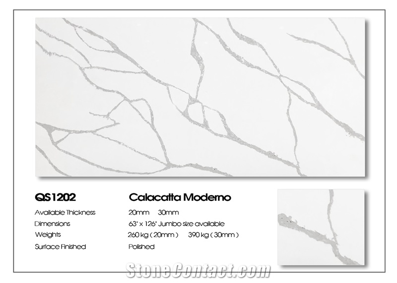 Calacatta Moderno Artificial Quartz for Countertop Table