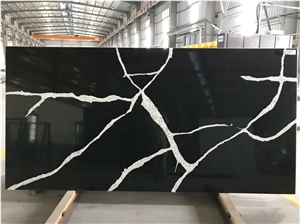 Nero Marquina Black Quartz Stone Slabs, Quartz Slabs
