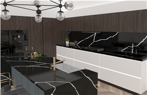 Nero Marquina Grey Quartz Stone Slabs, Quartz Slabs