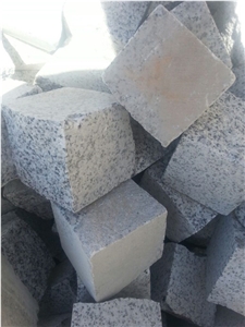 White Natanz Granite Cobble Stone, Cube Stone