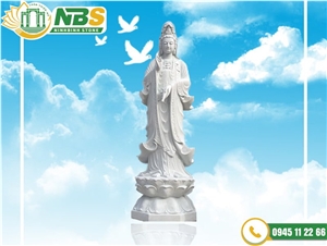 Buddha Statue Carved Guanyin white stone NBS-TQA250