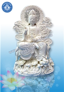 Buddha Statue Carved Guanyin white stone NBS-TQA250
