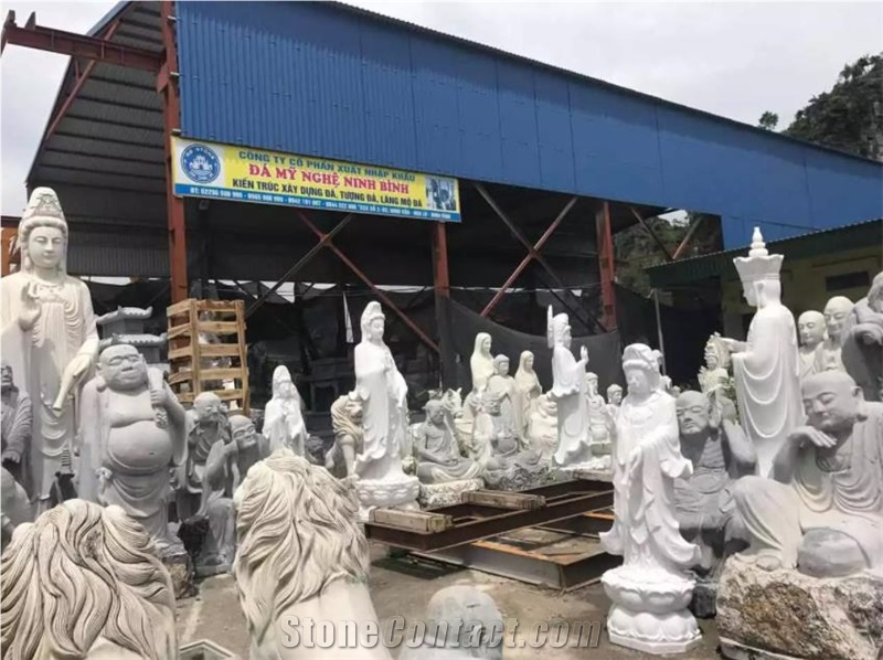 Buddha Statue Carved Guanyin white stone NBS-TQA250