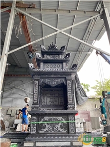 Three-roof black Granite stone Asian tombstone NBS-MCM265