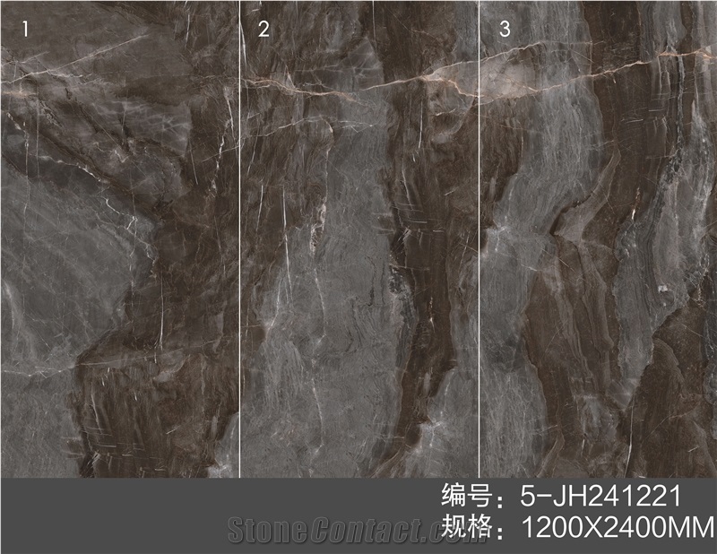 Dark Geographical Stone Polished Sintered Slab 5-JH241221