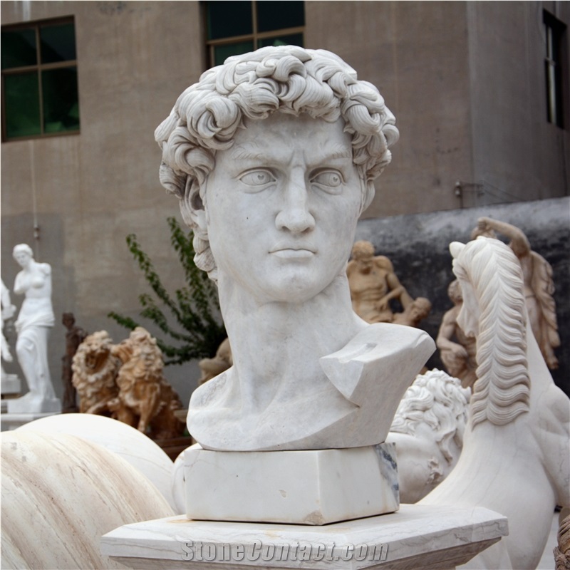 David Bust In White Marble
