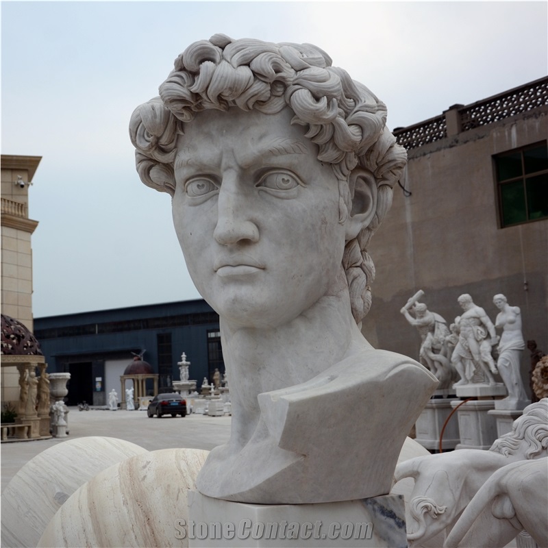 David Bust In White Marble
