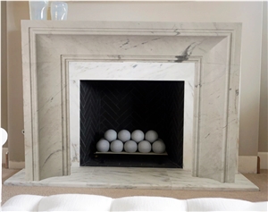 Modern style fireplace in white marble Modern style fireplace in white marble