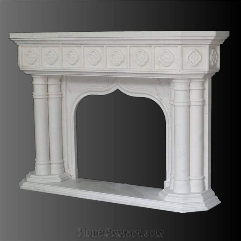 Royal white marble carving fireplace 003