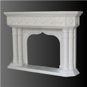 Royal white marble carving fireplace 003