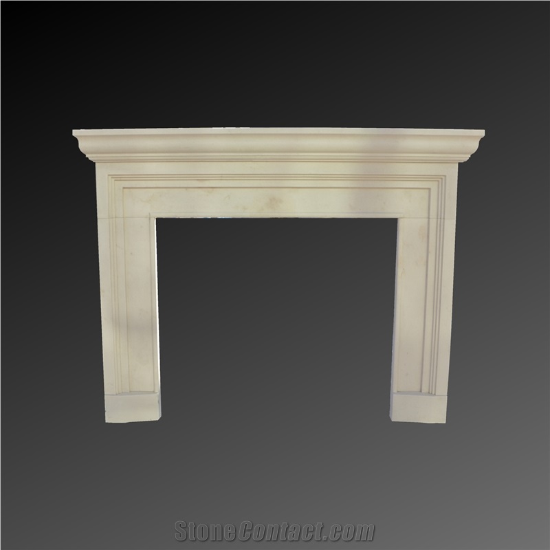 White liemstone modern fireplace 008