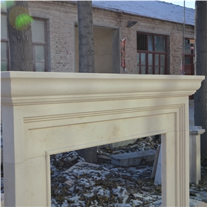 White liemstone modern fireplace 008