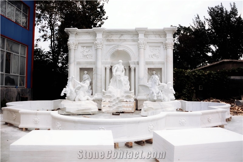 WHITE MARBLE CARVING "FONTANA DI TREVI" Fountain