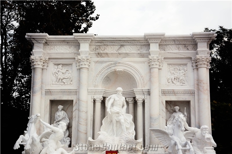 WHITE MARBLE CARVING "FONTANA DI TREVI" Fountain