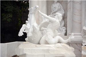 WHITE MARBLE CARVING "FONTANA DI TREVI" Fountain