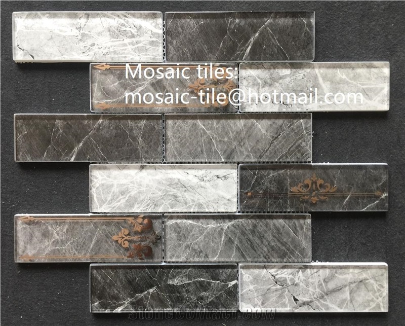 glass and stone mosaic tiles
