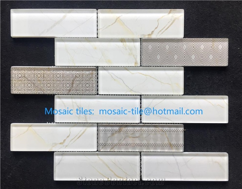 glass and stone mosaic tiles
