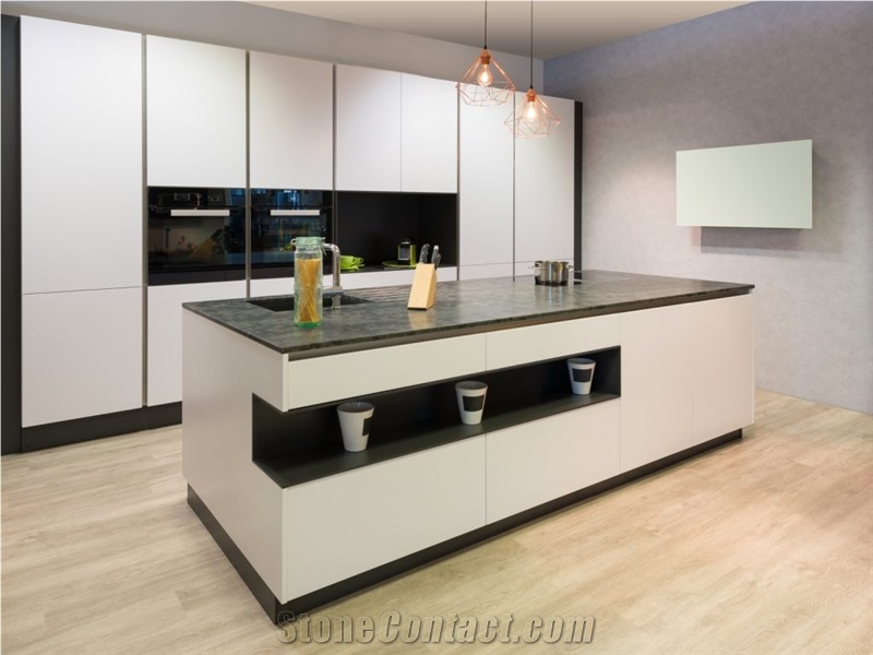Exotic Green Quartzite Kitchen Countertop, Island Top