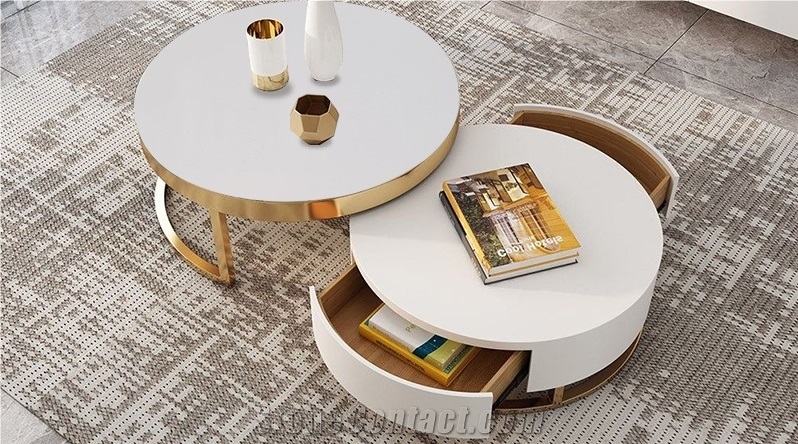 VQ 8000 - Carrara White Quartz Round Table Top