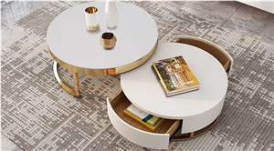 VQ 8000 - Carrara White Quartz Round Table Top