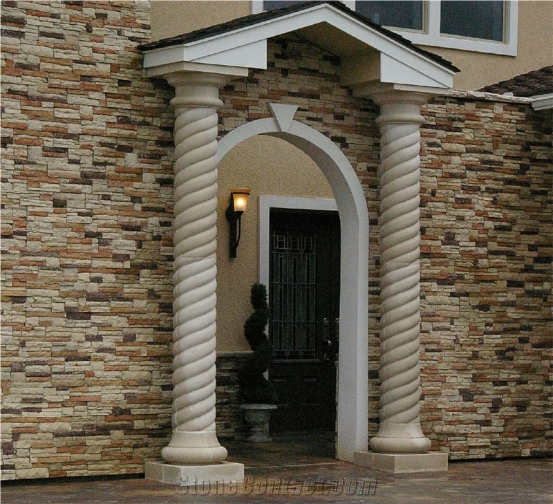 Cast Stone Rope Column W Impost
