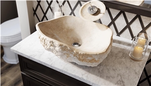 Galala Cream Marble Vessel Wash Basin