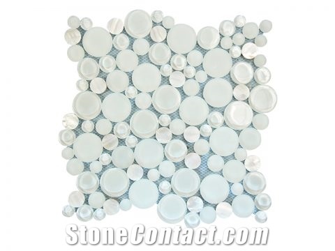Agata Shell Mix, Agata Circle Glass Mosaic Tiles