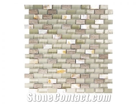 Agata Shell Mix, Agata Circle Glass Mosaic Tiles