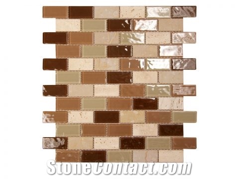 Agata Shell Mix, Agata Circle Glass Mosaic Tiles