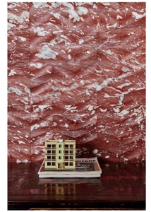 Rojo Breccia Red Marble CNC Wall Panels, 3D Wall