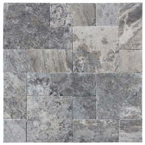 Silver Travertine French Pattern 12mm/30mm