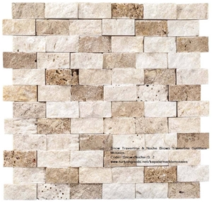 Classic And Noche Travertine Splitface Stone Mosaics 2-5X5cm Classic And Noche Travertine Splitface Stone Mosaics 2-5X5cm