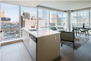 White quartz countertop, Kitchen island top
