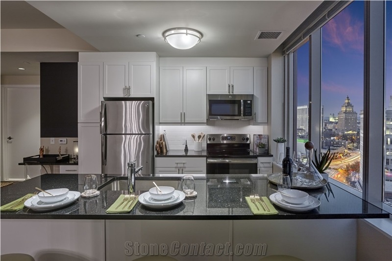 Black Galaxy granite kitchen countertop