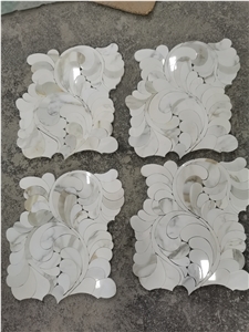 Calacatta Gold marble flower pattern,Water-Jet Mosaic