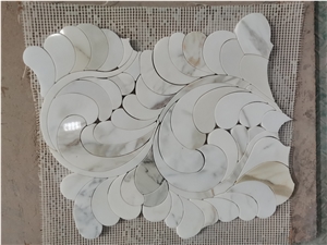 Calacatta Gold marble flower pattern,Water-Jet Mosaic