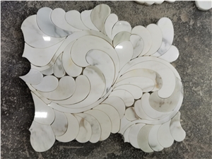 Calacatta Gold marble flower pattern,Water-Jet Mosaic