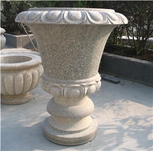 Exterior Planter  Flower Yellow Granite Stone Flower Vases 