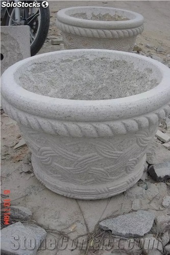 Exterior Planter  Flower Yellow Granite Stone Flower Vases 