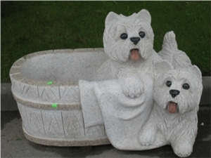 Exterior Planter  Flower Yellow Granite Stone Flower Vases 