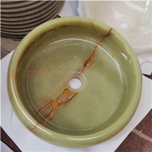 Round  Green Onyx Wash Basins & Bathroom Sinks