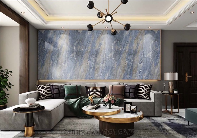 Blue bahia Granite look  Sintered stone slab walling