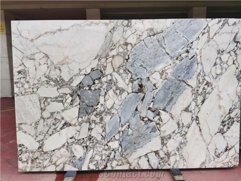 Blue Breccia Marble Slab Glossy Hotel Lobby Floor Tiles