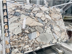 Blue Breccia Marble Slab Glossy Hotel Lobby Floor Tiles