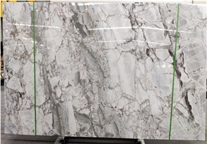 Silver Grey Statuario Marble Slab For Glossy Floor Tile