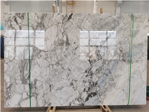 Silver Grey Statuario Marble Slab For Glossy Floor Tile