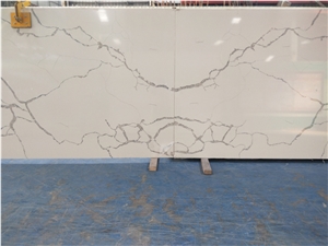 Calacatta belleza quartz slab