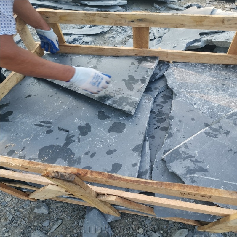 China crazy black slate tiles paver random flagstone
