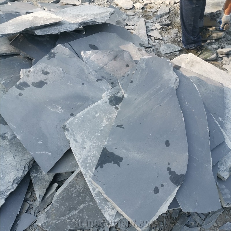 China crazy black slate tiles paver random flagstone